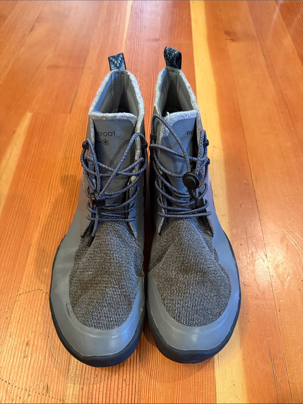 Vivo barefoot Men's Gray Knit Waterproof Lace-Up Boots